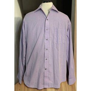 J. Ferrar Mens Lavender Button-Up Shirt 16.5 Neck Long Sleeve 34/35 Modern Fit